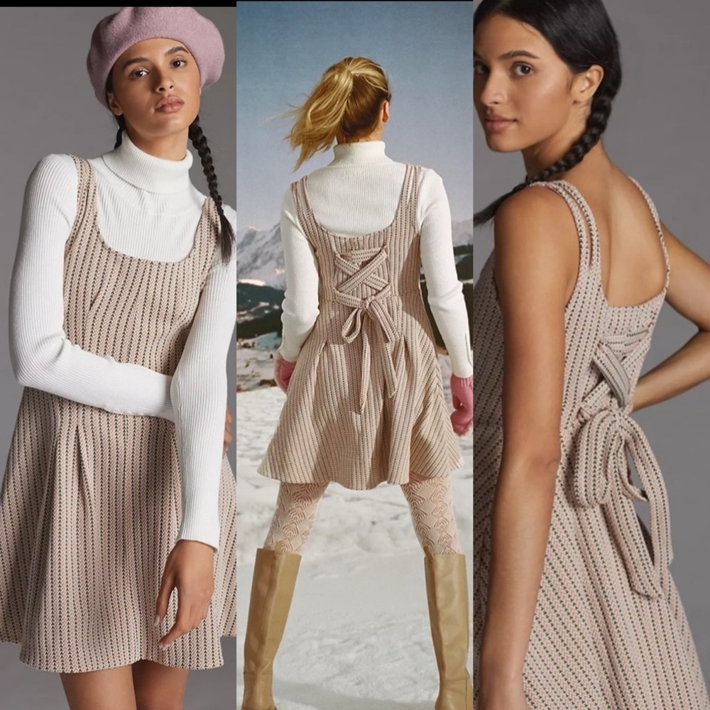 Anthropologie Maeve Jacquard Mini Dress with tie detail - Picture 1 of 16